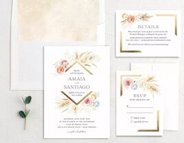 Colorful boho floral foil sample invitation suite from The Knot Invitations