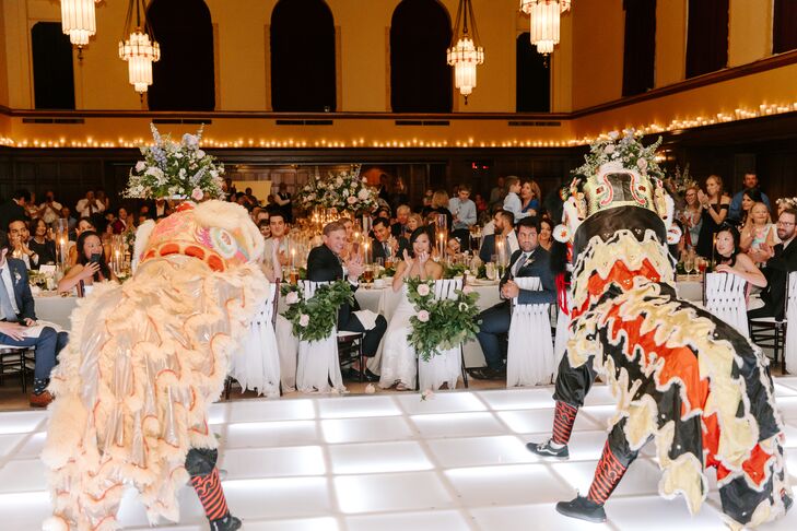 Traditional Chinese Lion Dancers at Reception