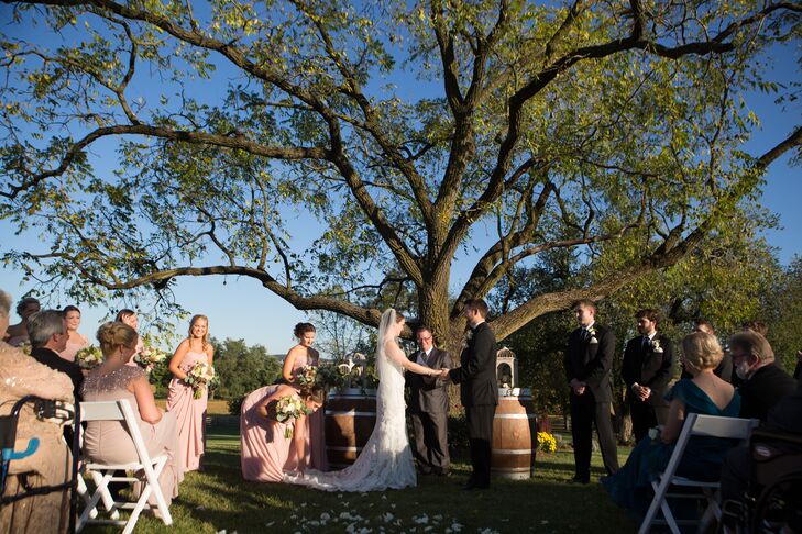 Ceremony at Dusk Under an Oak Tree