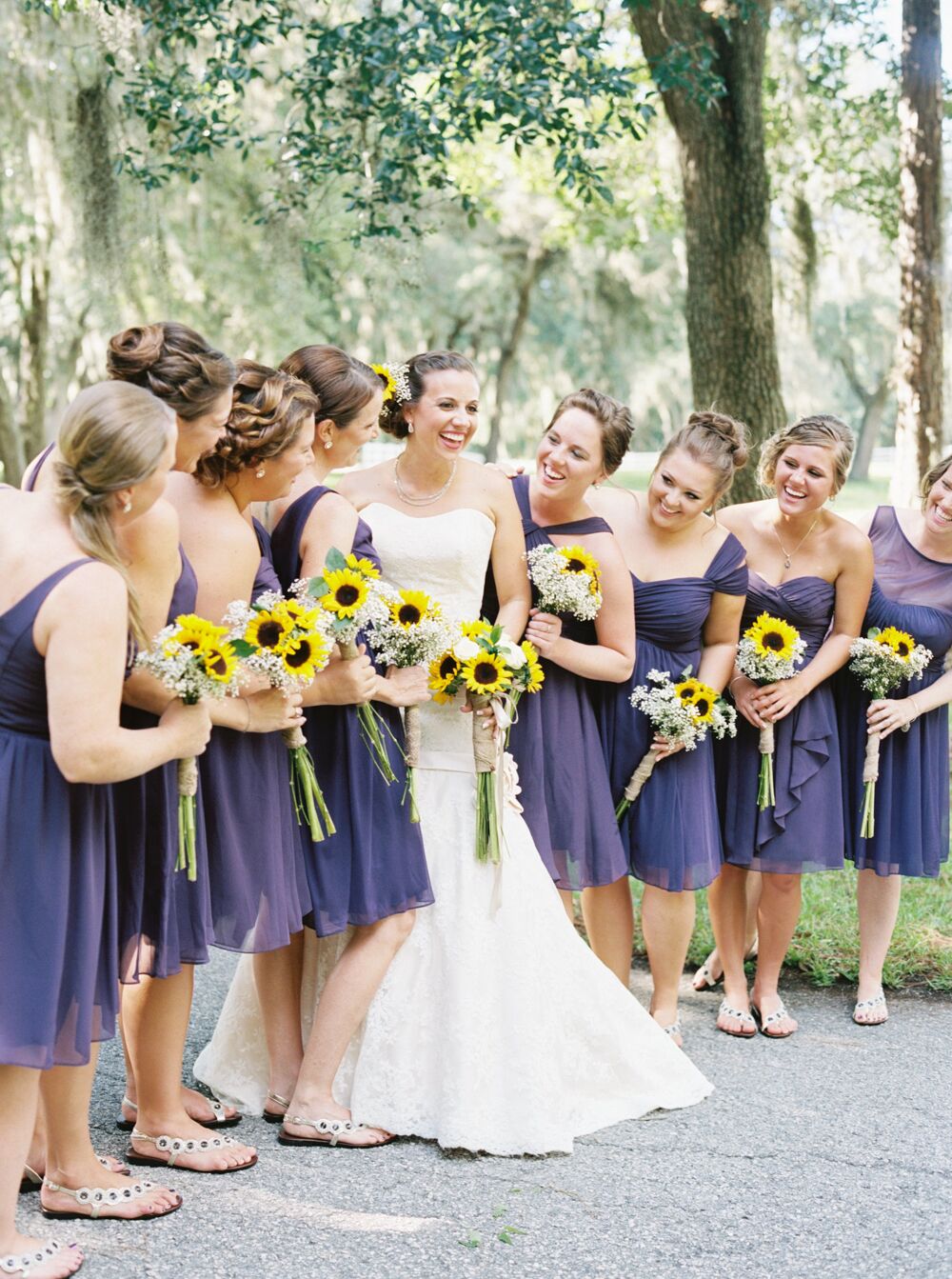 Light Purple Bridesmaid Dresses with Sunflowers