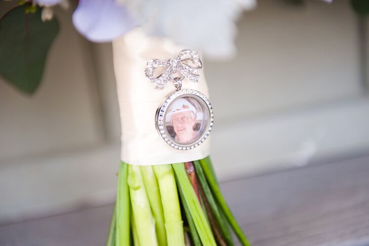 Silver Bow Bouquet Charm With Photo