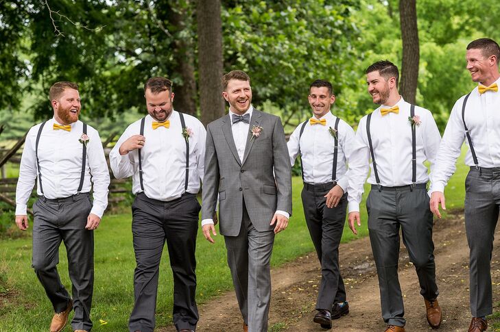 Groomsmen Suspenders and Yellow Bow Ties