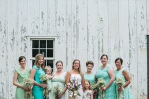 Mismatched Green Bridesmaid Dresses