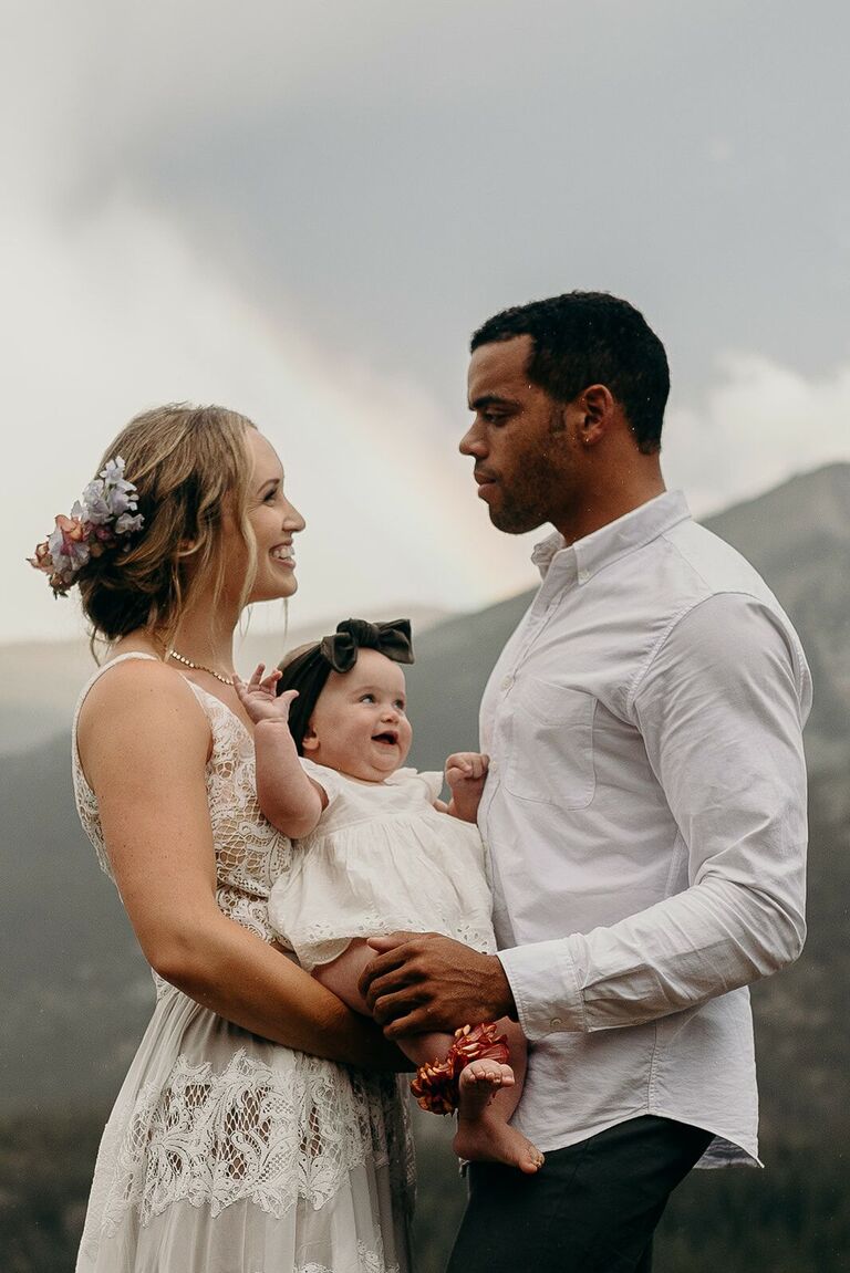 Wedding updo with flowers