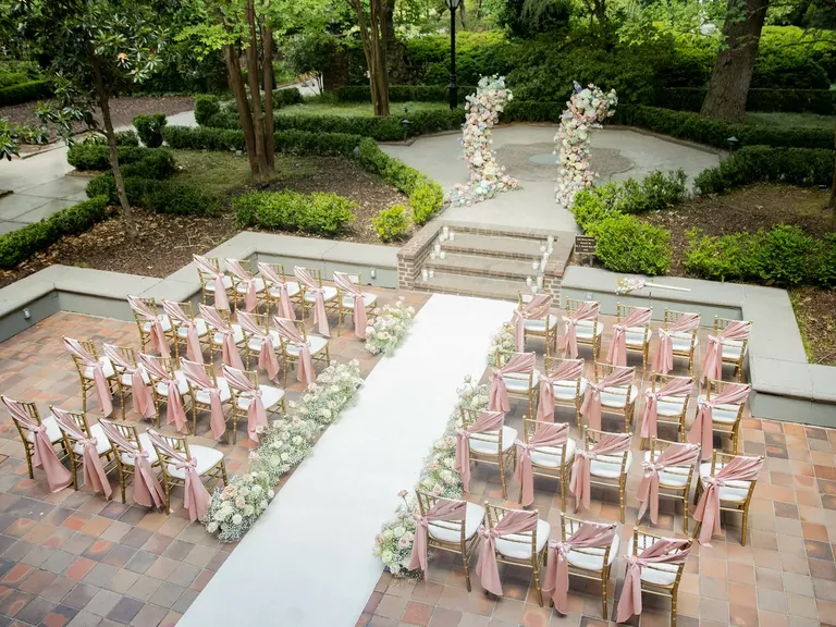 Blush Pink Garden Wedding Ceremony Decor Ideas