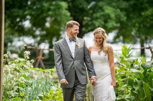 Strapless Priscilla of Boston Wedding Dress With Lace Overlay
