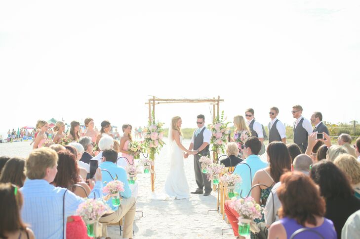 The couple was surrounded by 100 friends and family members as they said "I do."