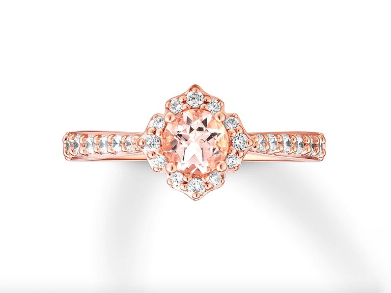 Kay Jewelers morganite engagement ring with diamonds in 14K rose gold
