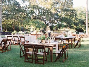 Outdoor Ranch Reception with Farm Tables