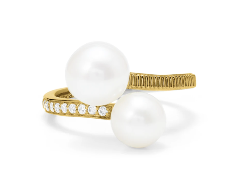 judith ripka two pearl gold ring