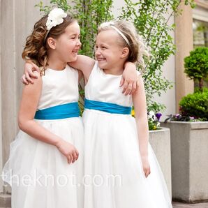 White and Blue Flower Girl Dresses