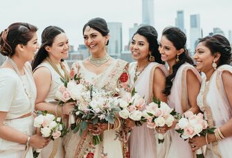 Bride with bridesmaids