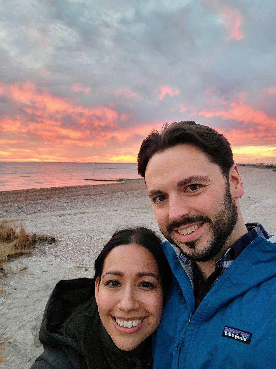 After axe throwing we stopped to take a sunset picture at the beach. We were both thinking, "This has been a great first date." Little did we know after today neither one of us was looking back! 