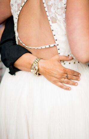 Wedding Dress with Metallic Stud Detail