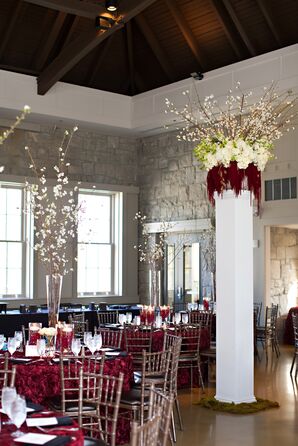 Red and White Reception Decor