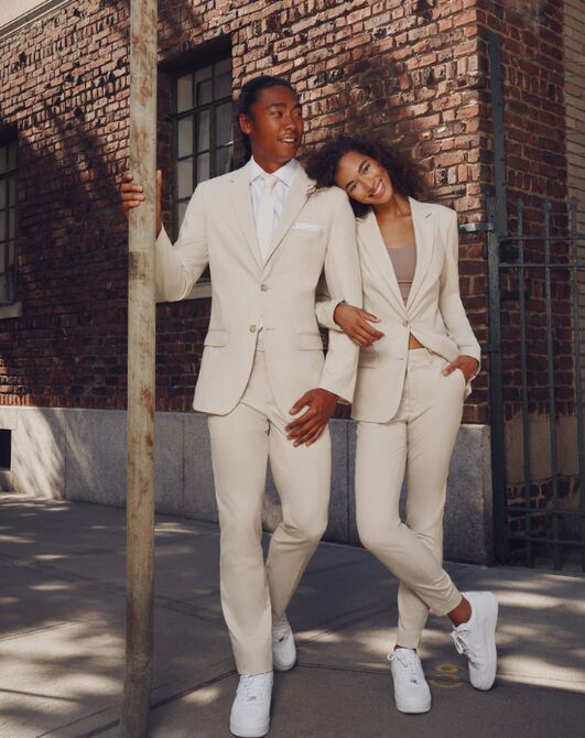 Suit Shop Men's Tan Suit Tuxedo - 4