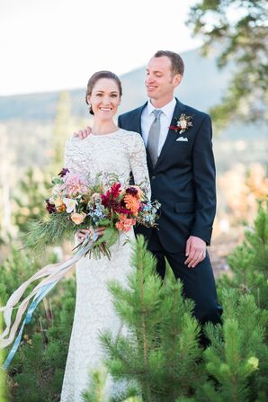 Groom Looking Lovingly at Bride in Nature