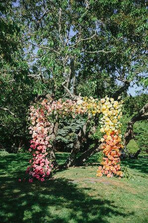Colorful Flower Arch for Ceremony at Solé East in Montauk, New York