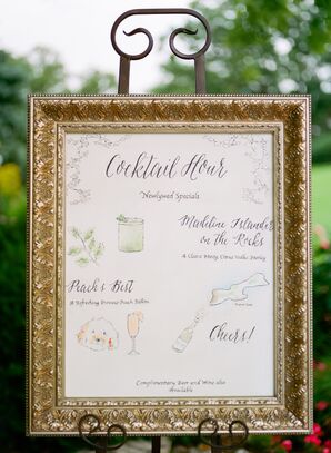 Gold Framed DIY Watercolor on Canvas Cocktail Hour Sign