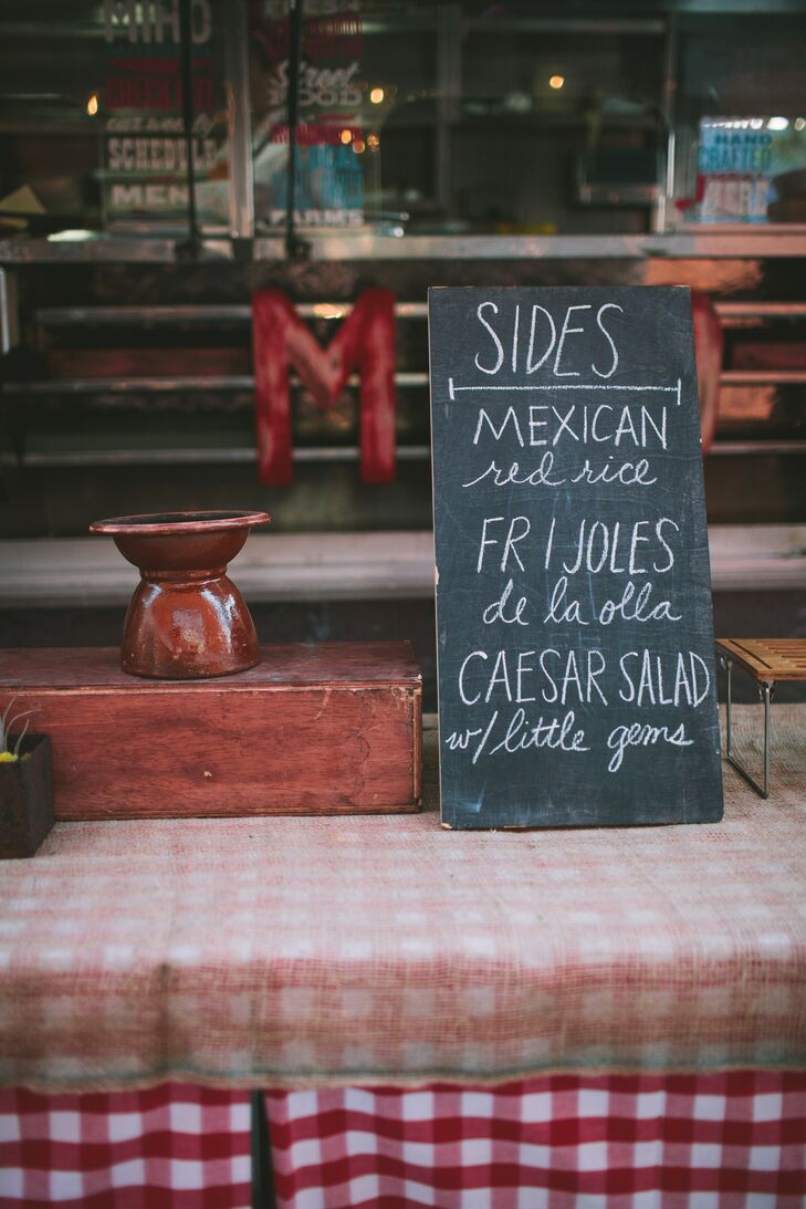 Rustic DIY Chalkboard Menu Sign at Reception