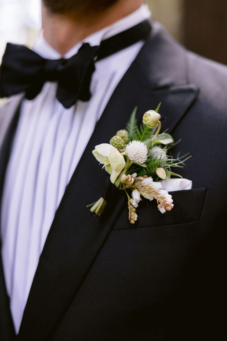 Boutonniere With Hellebore and Clover
