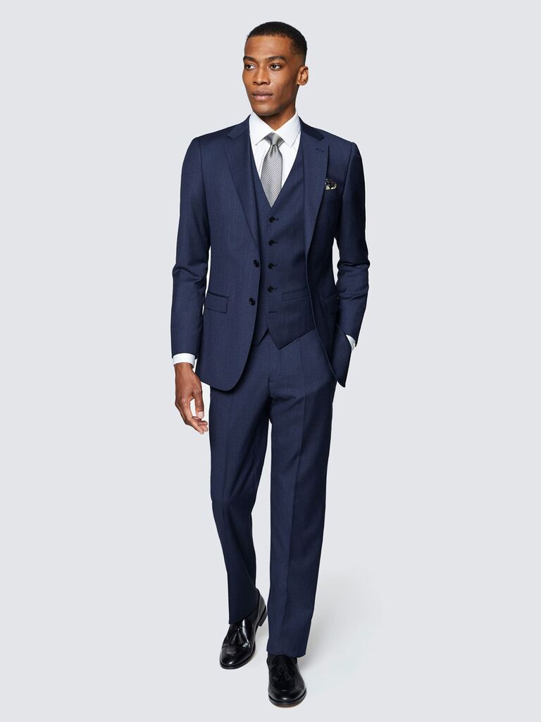 Hawes & Curtis structured navy suit for black-tie optional for men