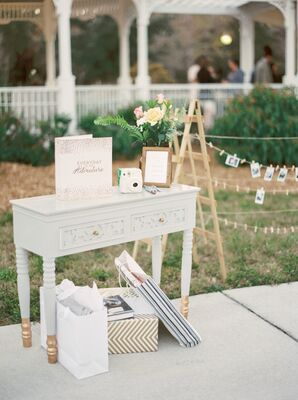Vintage Mint and Gold Guest Book Table