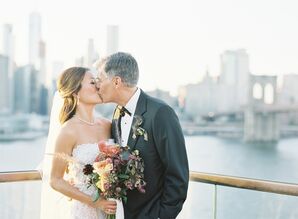 Elegant Couple in Classic Strapless Gown and Black Suit