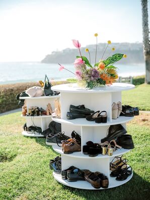 Shoe Shelf for Sandy Beach Wedding in Santa Barbara