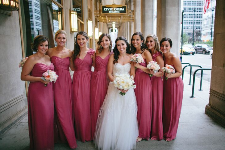 Amsale Rhubarb Bridesmaid Dresses