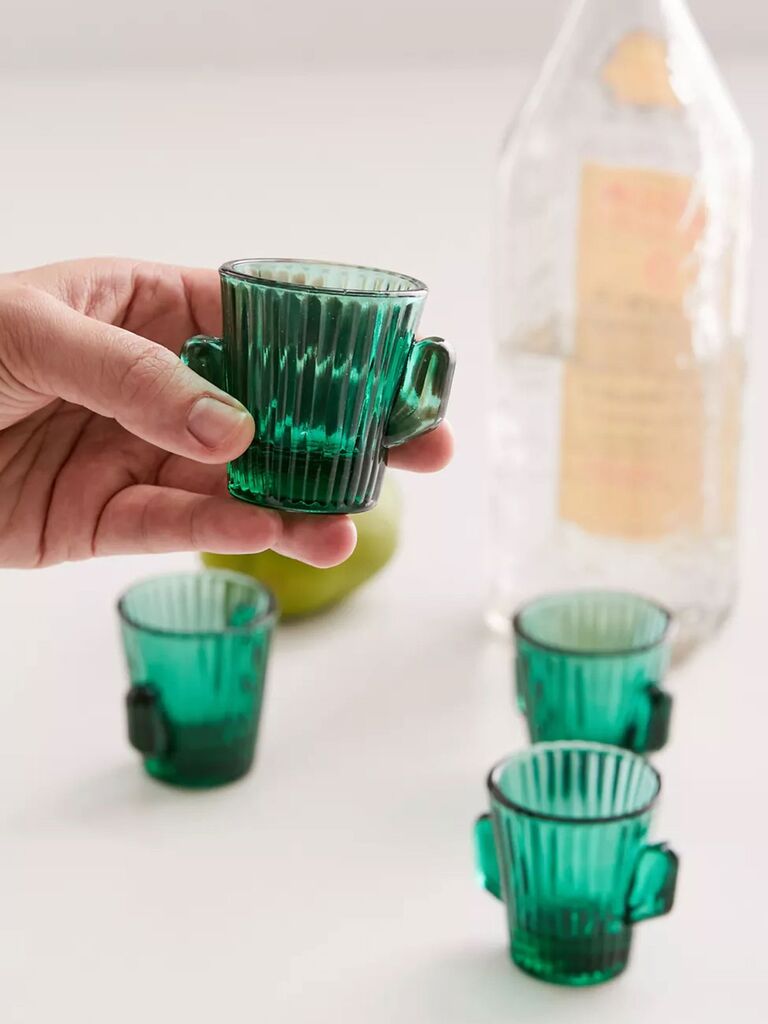 adorable green cactus shot glasses for cute bachelorette party gift idea