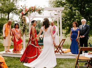Marissa and Rachel infused both of their identities into one innovative wedding weekend. “It was fun coming up with the vision,” Marissa says. “I real
