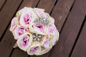 Pink Rose and Brooch Bouquet