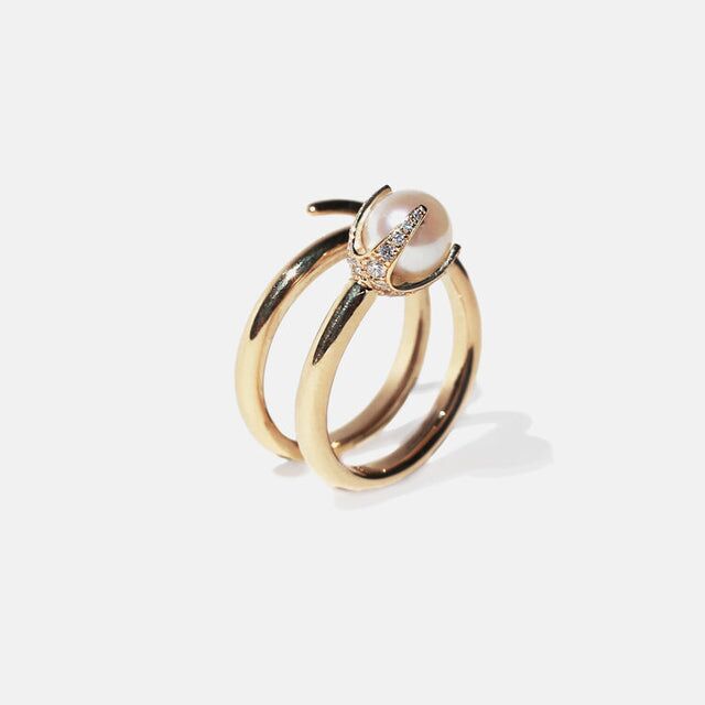 Coiled pearl engagement ring from KatKim