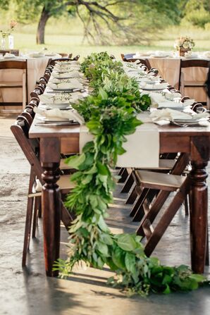 Long Dining Table Runner Natural Greens Garland