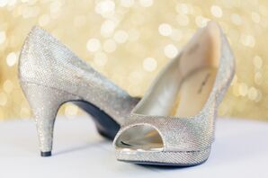 Silver Sparkly Open-Toe Shoes