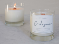 'Bridesman' label on soy candle