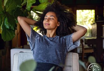 Woman practicing stress relief techniques