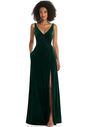 Dessy Group Velvet Maxi Dress with Shirred Bodice and Front Slit - TH085 V-Neck Bridesmaid Dress - thumbnail - 1