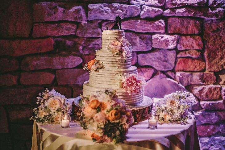 Combed Buttercream Cake on Wood Stand