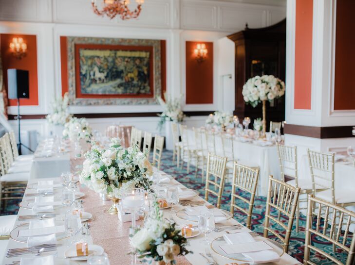 Rose Gold and Ivory Reception Tables