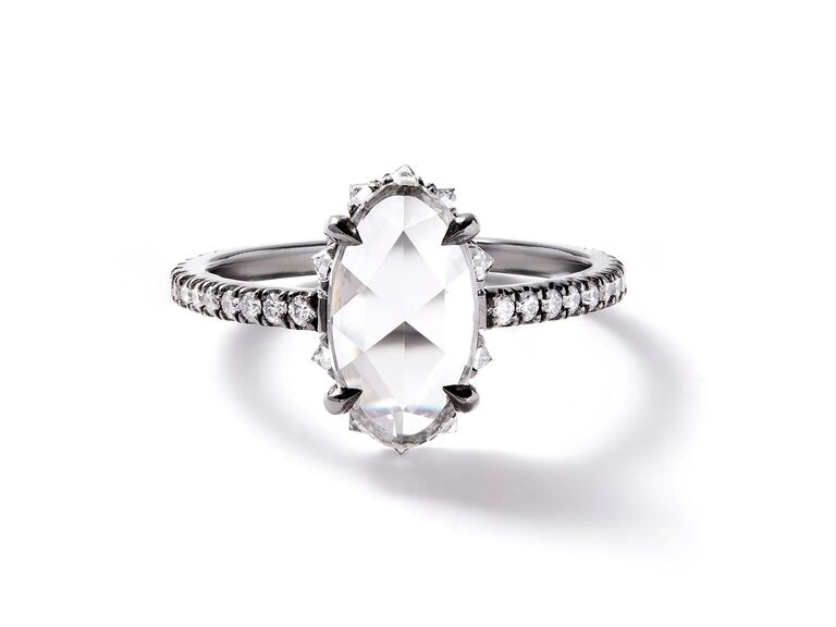 1 carat oval engagement ring with embellished band