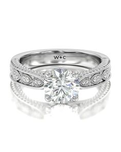 With Clarity Vintage Marquise, Round, Oval Cut Engagement Ring