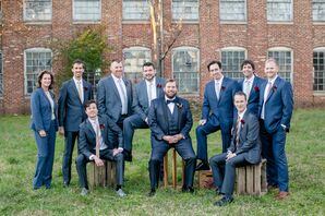 Blue Mismatched Groomsmen Attire