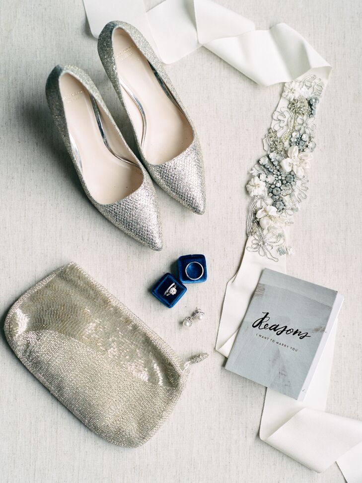 Ashley added a silver belt to her dress, then matched her shoes and clutch.