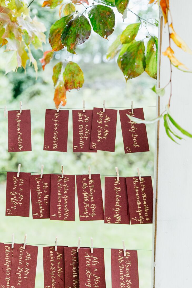 Calligraphed Hanging Escort Card Display