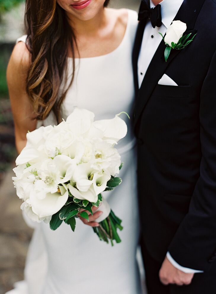 Vibrant White Scabiosa and Calla Lily Bouquet