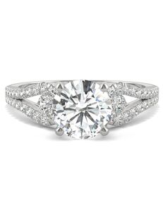 Forever One Moissanite Unique Round Cut Engagement Ring
