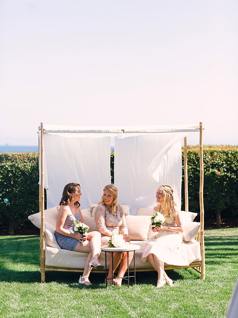 Cabana cocktail hour seating and decoration