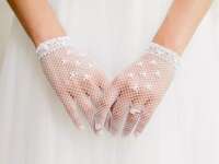 white crochet wedding gloves for brides